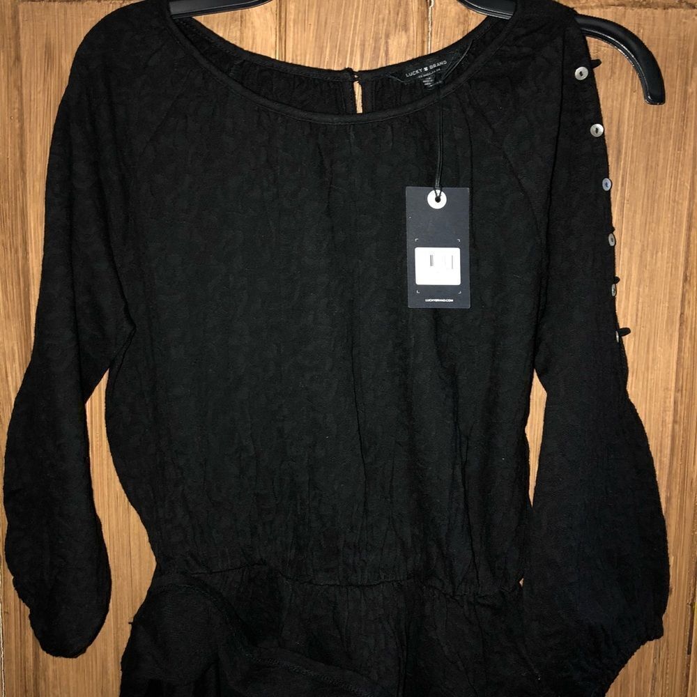 Lucky Brand Jacquard Cold Shoulder Top - Picture 6 of 8